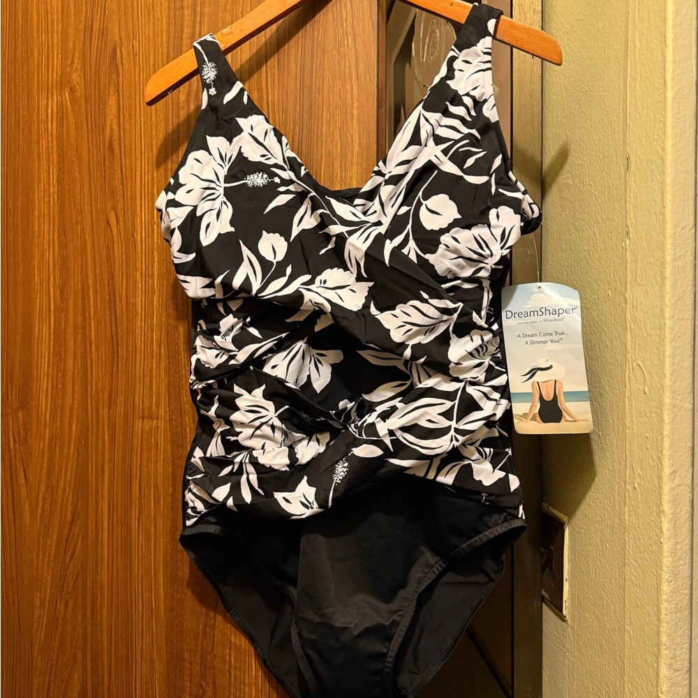 Black and White Leaf Print Kids One Piece